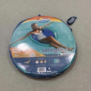 SwimWays Spring Float Papasan Inflatable Pool Lounger with Hyper-Flate Valve